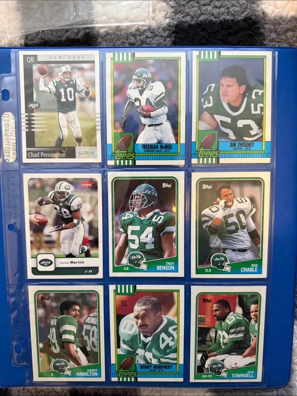Topps Football Card Binder Page - Blue